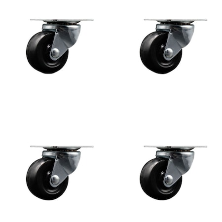 Service Caster 2'' General Duty Dolly Hard Rubber Wheel Swivel Top Plate Caster, 4PK SCC-10S210-HRS-4